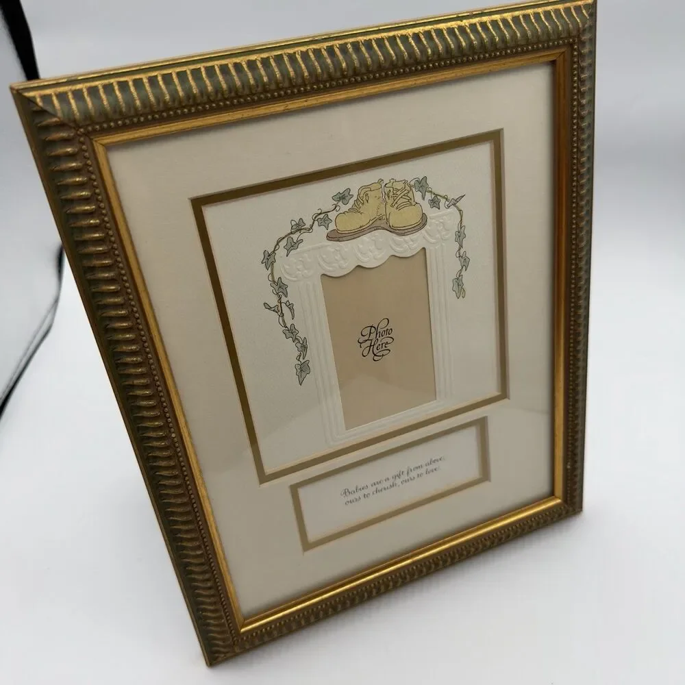 Mpressions VTG 90’s Cottagecore Baby Picture Frame Embossed Gift Nursery Neutral